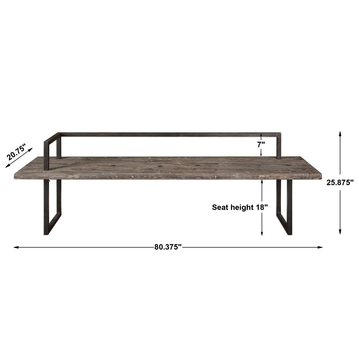 Herbert Black/Gray Reclaimed Wood Bench - Ornate Home