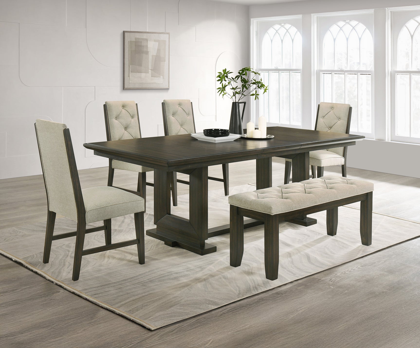 Herbert Espresso/Beige Dining Set - Ornate Home