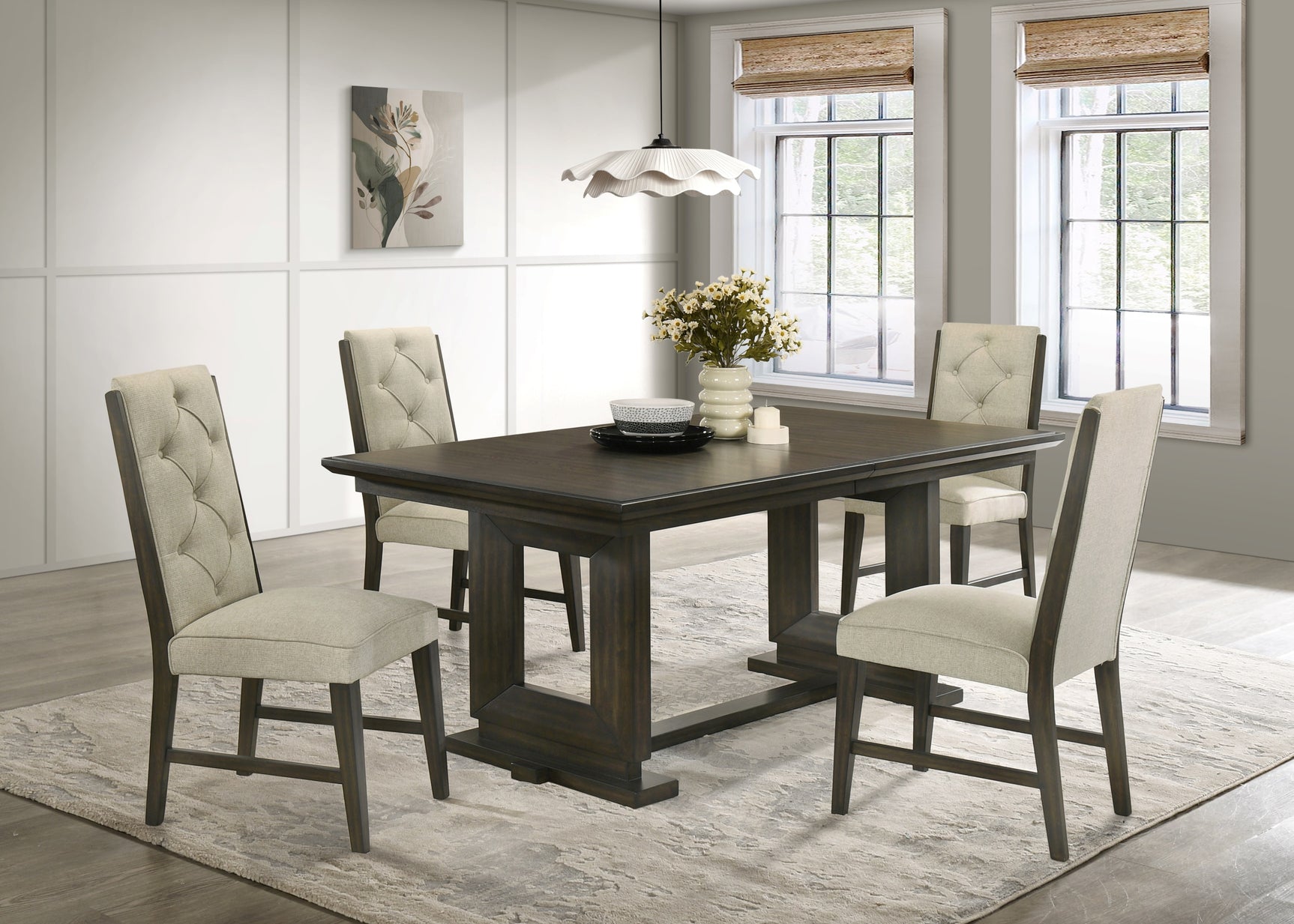 Herbert Espresso/Beige Dining Set - Ornate Home