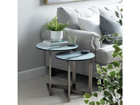 Hereford Green/Silver 2-Piece Nesting Tables - Ornate Home