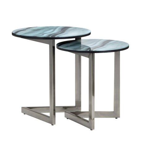 Hereford Green/Silver 2-Piece Nesting Tables - Ornate Home
