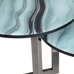 Hereford Green/Silver 2-Piece Nesting Tables - Ornate Home