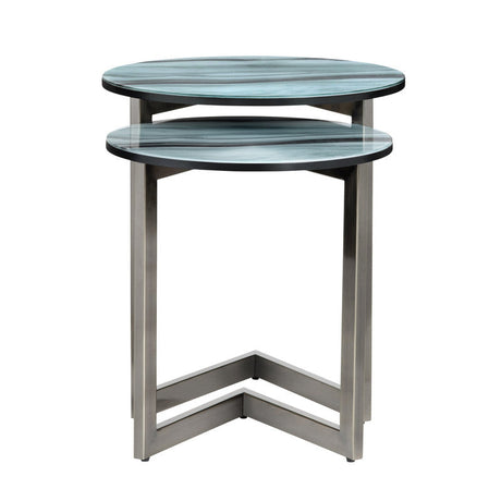 Hereford Green/Silver 2-Piece Nesting Tables - Ornate Home