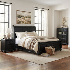 Heritage Black 3-Piece Queen Sleigh Bedroom Set