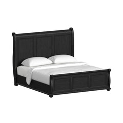 Heritage Black 4-Piece King Sleigh Bedroom Set with 2 Nightstands & Chest - Ornate Home