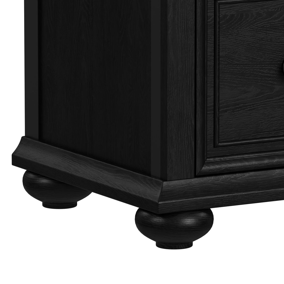 Heritage Black 4-Piece King Sleigh Bedroom Set with 2 Nightstands & Chest - Ornate Home