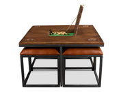 Heritage Games Brown Low Game Table With Four Stools - Ornate Home