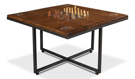 Heritage Games Brown Low Game Table With Four Stools - Ornate Home