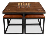 Heritage Games Brown Low Game Table With Four Stools - Ornate Home
