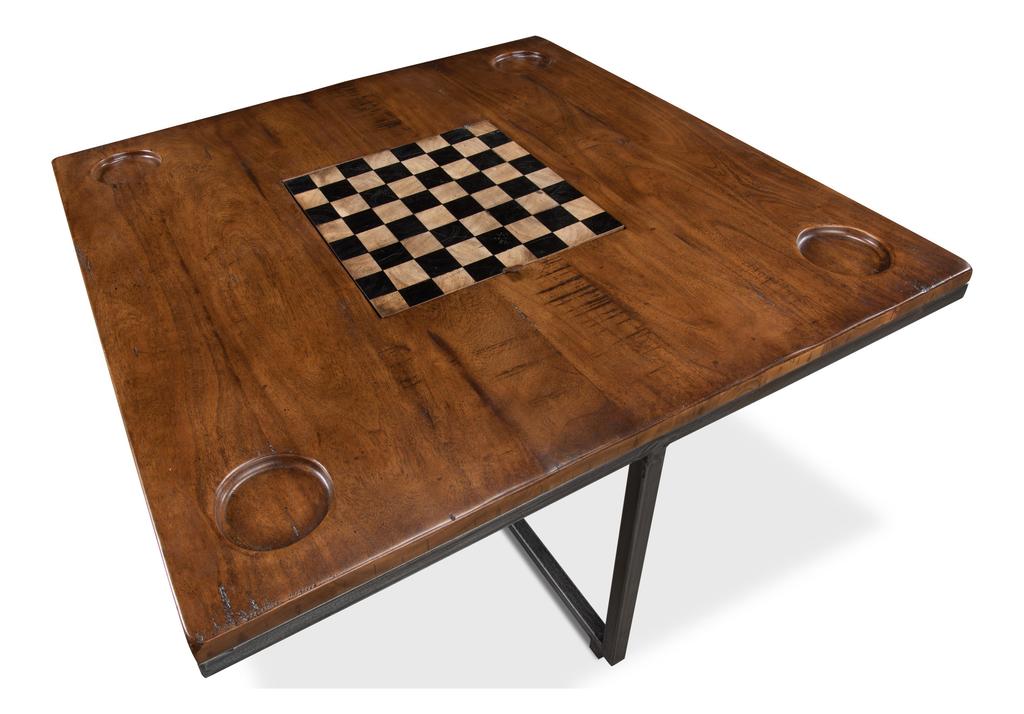 Heritage Games Brown Low Game Table With Four Stools - Ornate Home