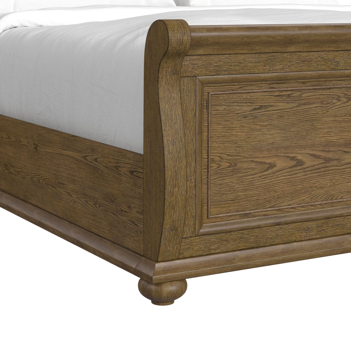 Heritage Oak Brown 3-Piece King Sleigh Bedroom Set with 2 Nightstands - Ornate Home