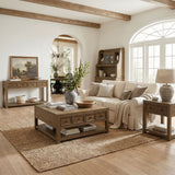 Heritage Oak Brown 3-Piece Occasional Table Set with Coffee Table, End Table & Sofa Table - Ornate Home