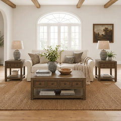 Heritage Oak Brown 3-Piece Occasional Table Set with Coffee Table & Two End Tables - Ornate Home