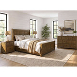 Heritage Oak Brown 4-Piece Queen Sleigh Bedroom Set with 2 Nightstands & Dresser - Ornate Home