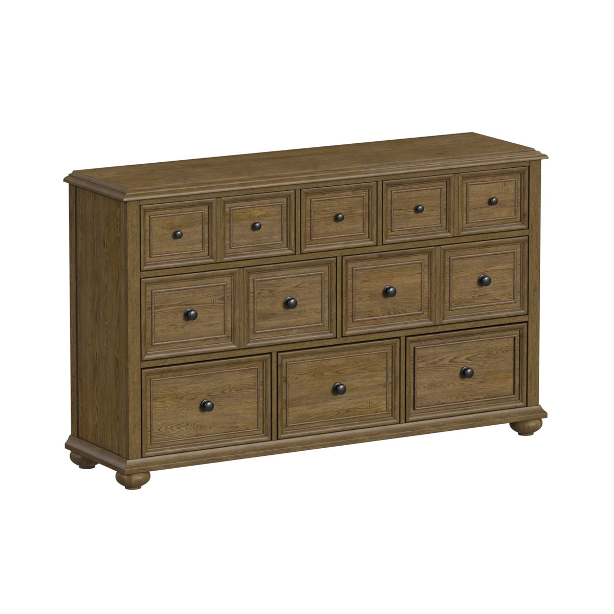 Heritage Oak Brown 4-Piece Queen Sleigh Bedroom Set with 2 Nightstands & Dresser - Ornate Home