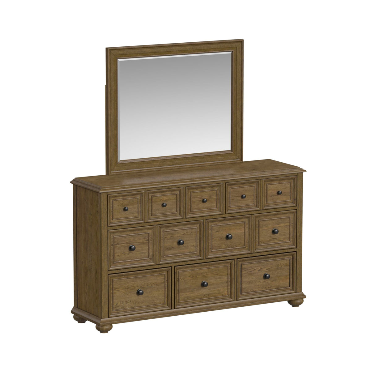 Heritage Oak Brown 5-Piece Queen Sleigh Bedroom Set - Ornate Home