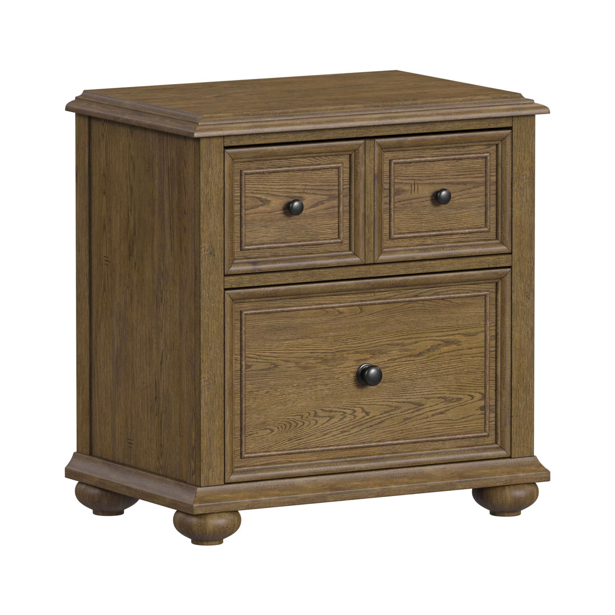 Heritage Oak Brown 5-Piece Queen Sleigh Bedroom Set with 2 Nightstands, Dresser & Chest - Ornate Home