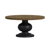 Heritage Oak Brown/Black 5-Piece Standard Height Dining Set with Round Table & Four Black Chairs - Ornate Home