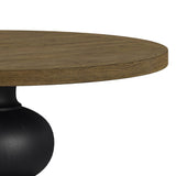 Heritage Oak Brown/Black 5-Piece Standard Height Dining Set with Round Table & Four Black Chairs - Ornate Home