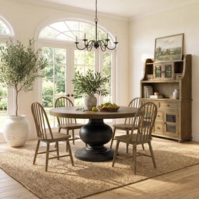 Heritage Oak Brown/Black 5-Piece Standard Height Dining Set with Round Table & Four Oak Brown Chairs