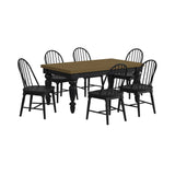 Heritage Oak Brown/Black 7-Piece Standard Height Dining Set with Rectangular Table & Six Black Chairs - Ornate Home