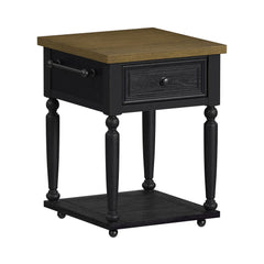 Heritage Oak Brown/Black Chopping Block Island with Casters - Ornate Home