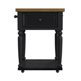 Heritage Oak Brown/Black Chopping Block Island with Casters - Ornate Home