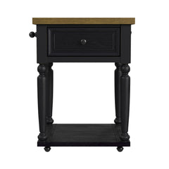 Heritage Oak Brown/Black Chopping Block Island with Casters - Ornate Home
