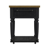 Heritage Oak Brown/Black Chopping Block Island with Casters - Ornate Home