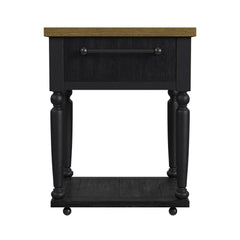Heritage Oak Brown/Black Chopping Block Island with Casters - Ornate Home