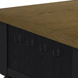 Heritage Oak Brown/Black Chopping Block Island with Casters - Ornate Home