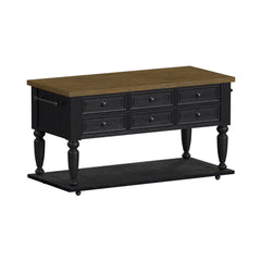 Heritage Oak Brown/Black Kitchen Island with Casters - Ornate Home