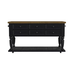 Heritage Oak Brown/Black Kitchen Island with Casters - Ornate Home