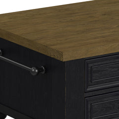 Heritage Oak Brown/Black Kitchen Island with Casters - Ornate Home