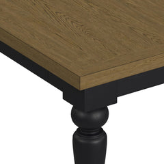 Heritage Oak Brown/Black Rectangular Dining Table with 18" Leaf - Ornate Home