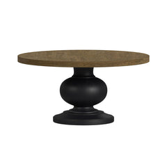 Heritage Oak Brown/Black Round Dining Table - Ornate Home