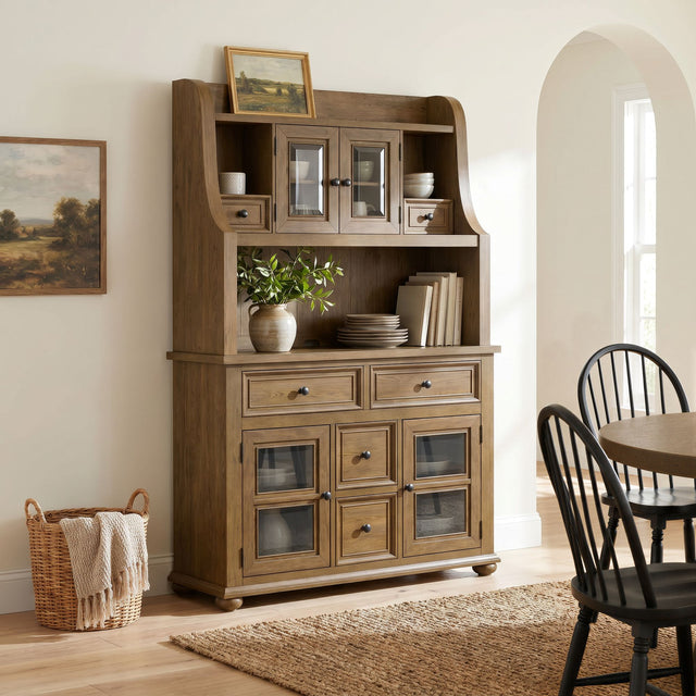 Heritage Oak Brown Buffet and Hutch - Ornate Home