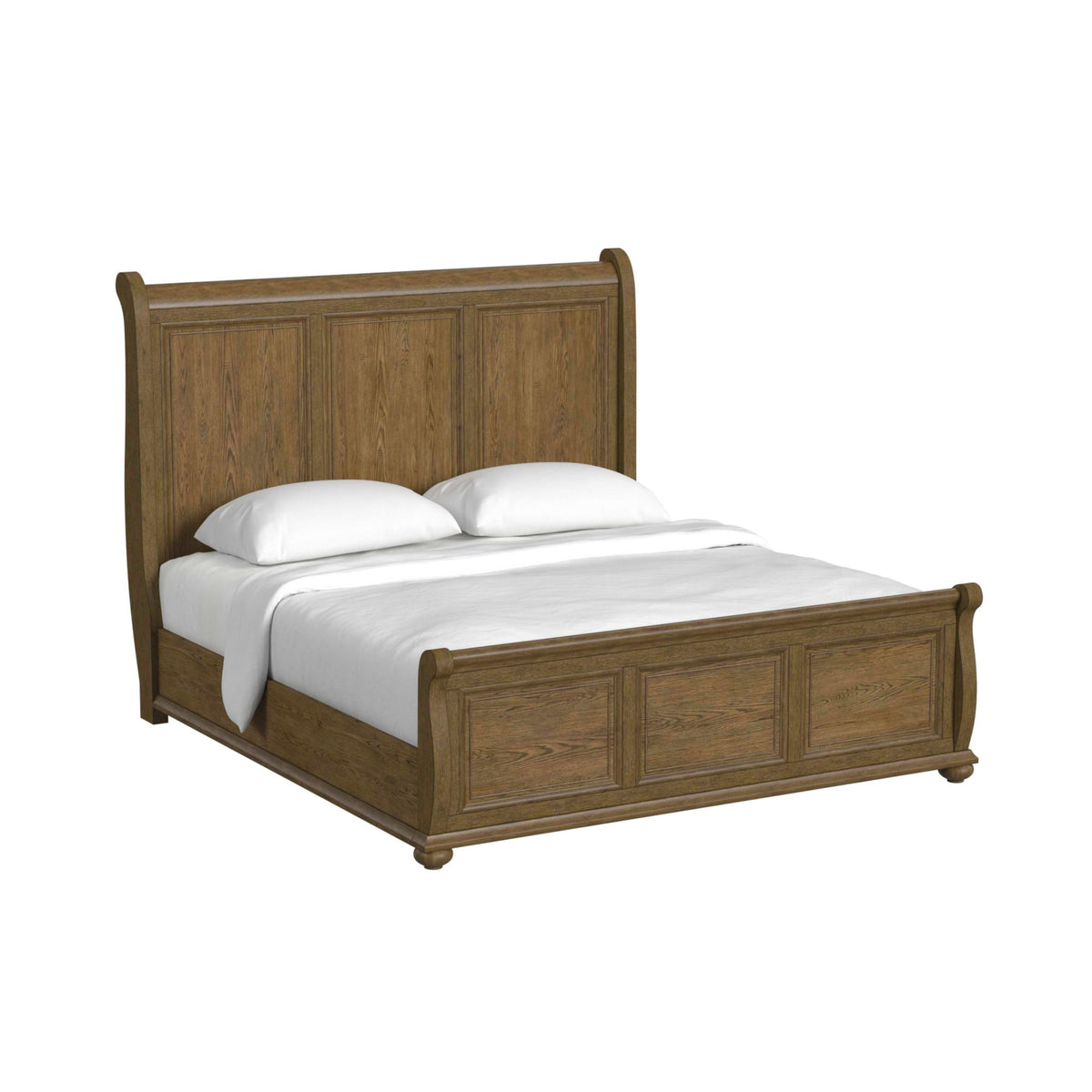 Heritage Oak Brown King Sleigh Bed - Ornate Home