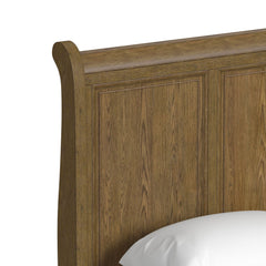 Heritage Oak Brown King Sleigh Bed