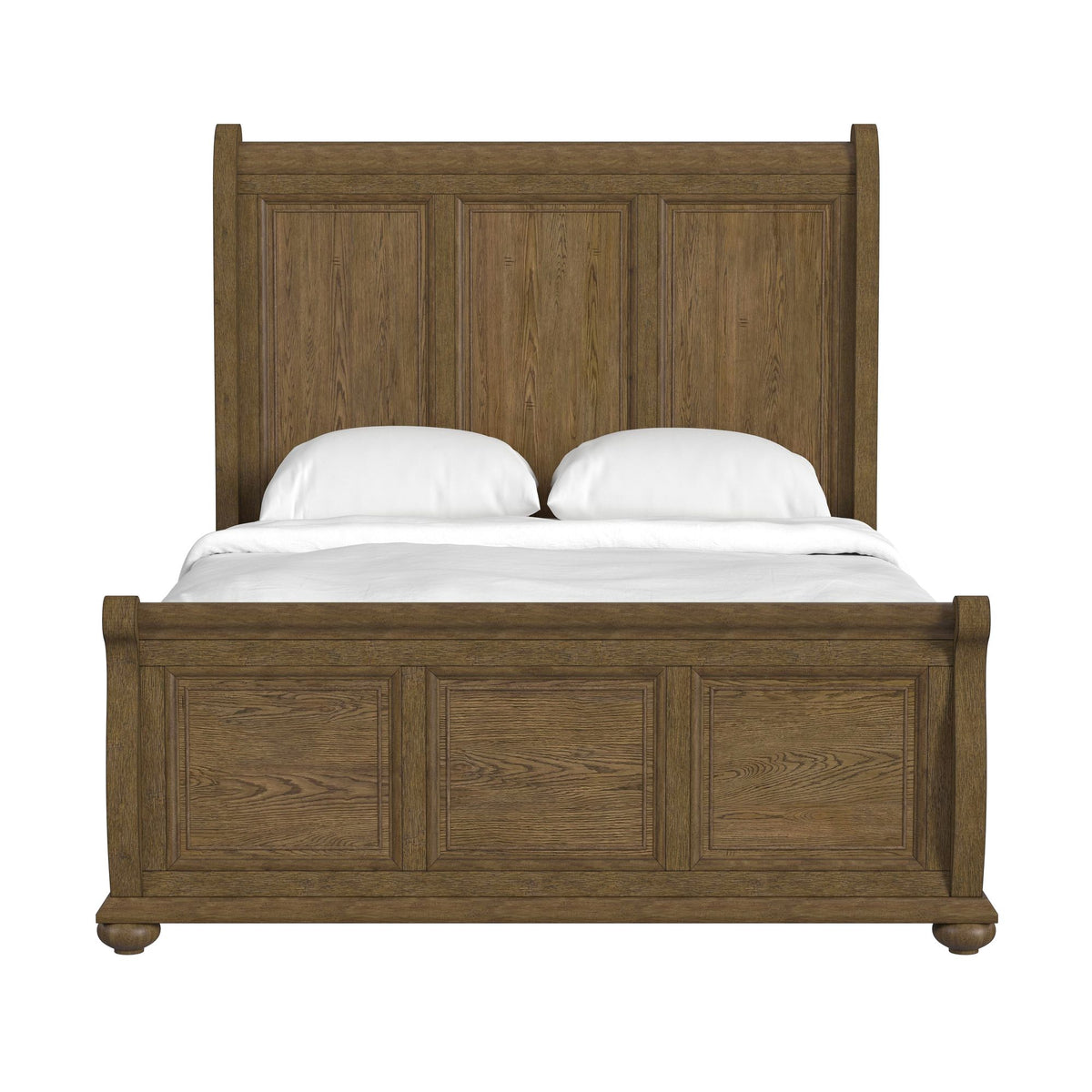 Heritage Oak Brown Queen Sleigh Bed - Ornate Home