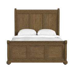 Heritage Oak Brown Queen Sleigh Bed