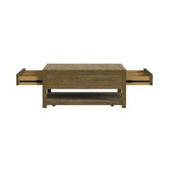 Heritage Oak Brown Square Coffee Table with Casters - Ornate Home