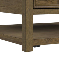 Heritage Oak Brown Square Coffee Table with Casters - Ornate Home