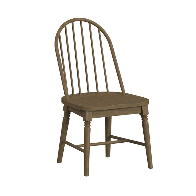 Heritage Oak Brown Windsor Side Chair with Leveler (Set of 2) - Ornate Home
