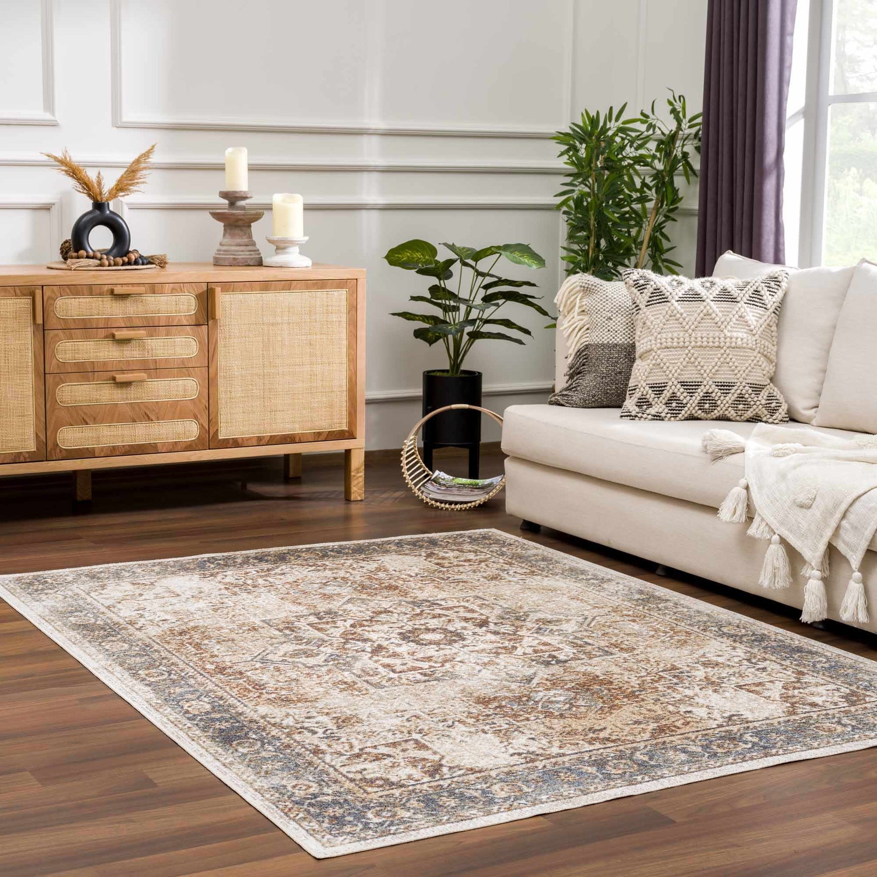 Heritage Style Flat Pile Washable Rug - Ornate Home