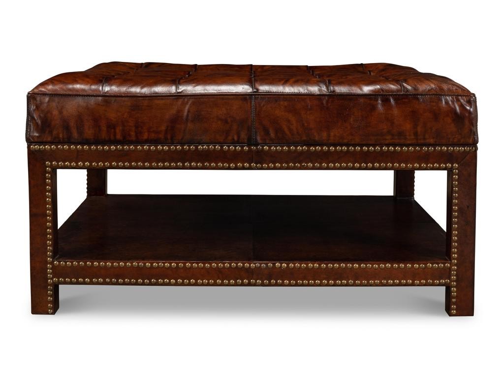 Heritage Upholstery Black Vintage Tufted Ottoman - Ornate Home