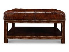 Heritage Upholstery Black Vintage Tufted Ottoman - Ornate Home