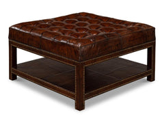 Heritage Upholstery Black Vintage Tufted Ottoman - Ornate Home