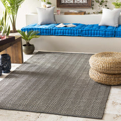 Herlong Charcoal Herringbone Outdoor Rug - Clearance - Ornate Home