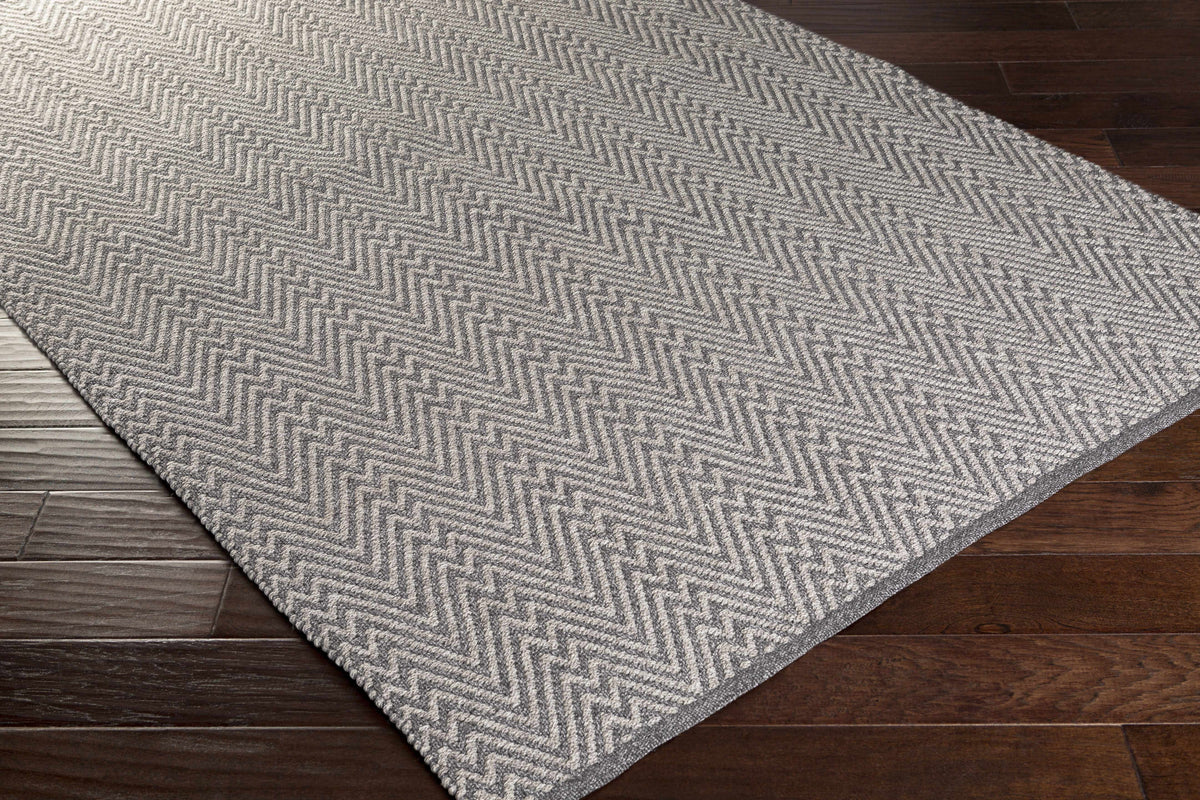 Herlong Charcoal Herringbone Outdoor Rug - Clearance - Ornate Home